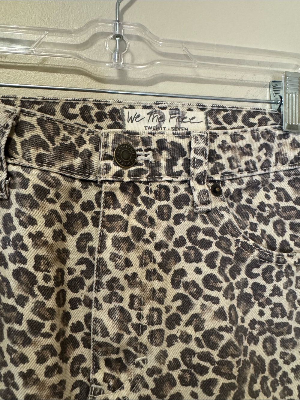 We The Free Printed Bailey Denim Mini Skirt | Size 27 | Leopard - Picture 6 of 9
